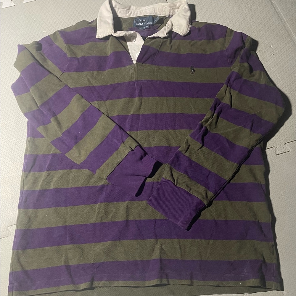 Ralph Lauren Purple and Green Striped Shirt